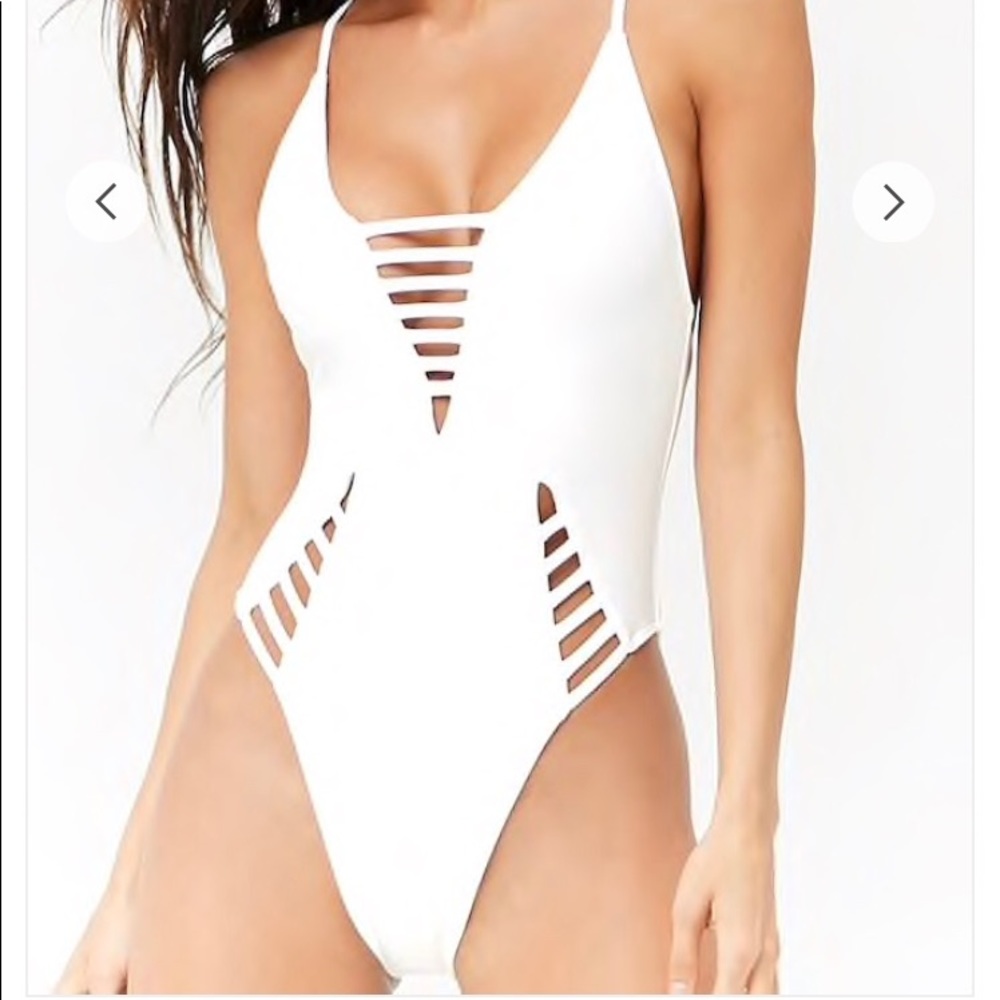 Cut out white one piece swim